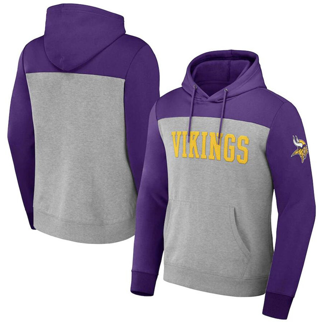 Men's Minnesota Vikings x Darius Rucker Collection Heather Gray Color Blocked Pullover Hoodie Men's Minnesota Vikings x Darius Rucker Collection Heather Gray Color Blocked Pullover Hoodie